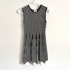 Milly Minis Black and White Striped Sleeveless Knit Flare Dress Girl’s Size 10